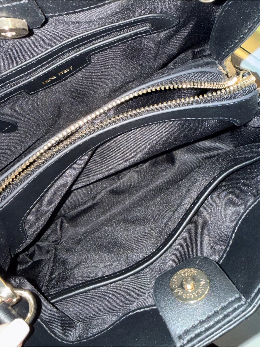 Nine West Black Quilted Satchel with Gold Accent